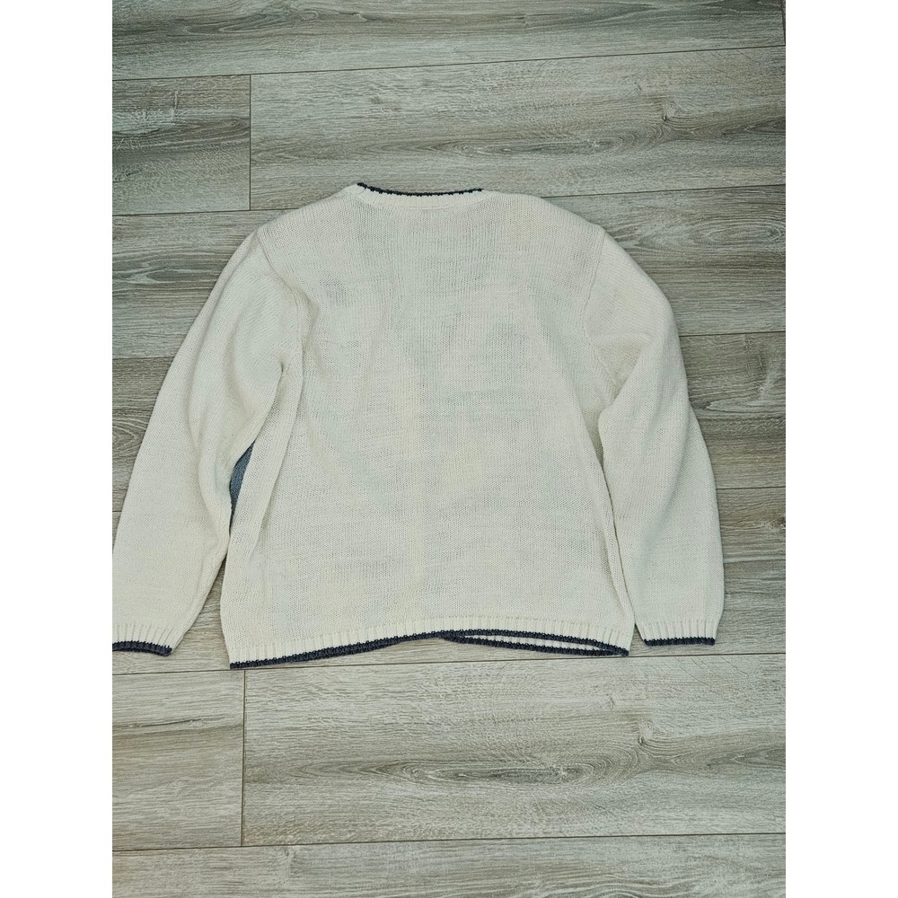 White Stag Vintage Tropical Sailboat Cardigan Sweater Cream Medium Shoulder Pads - Picture 3 of 6